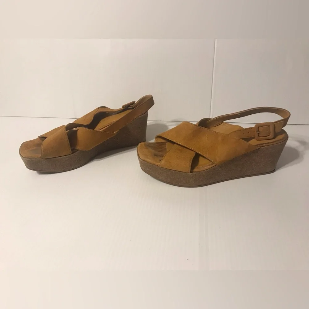 Fabio Rusconi cork platform high heel wedge suede sandal women size 7.5 (38) - Picture 3 of 12